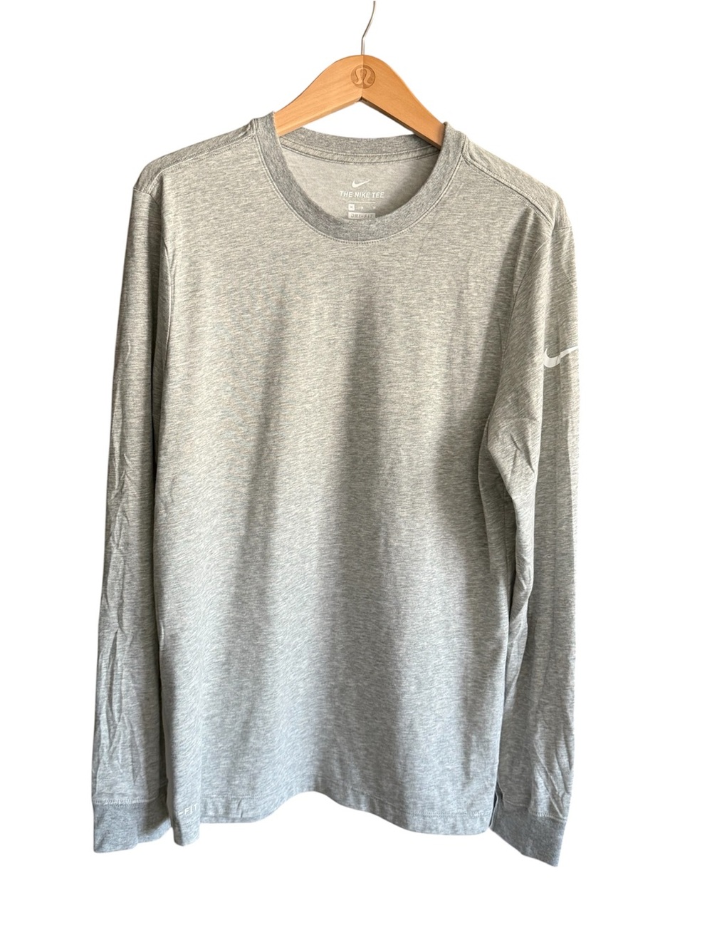 Nike Light Gray Long Sleeve Dri-FIT Performance Tee